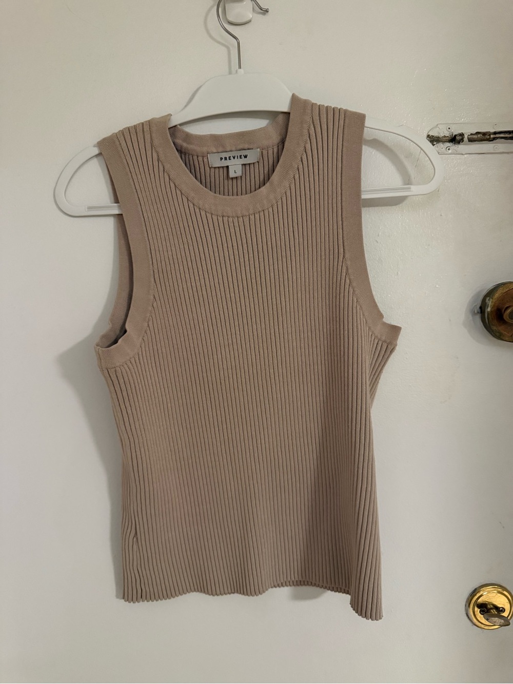 2x Preview Sleeveless Ribbed Tank Top in Taupe and black